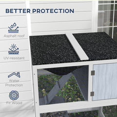 PawHut Catio, Outdoor Cat Enclosure House on Wheels with Hammock, Gray