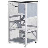 PawHut Catio, Outdoor Cat Enclosure House on Wheels with Hammock, Gray