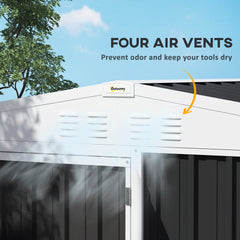Outsunny 8 x 4ft Outdoor Garden Shed, Metal Shed with Air Vents and Lock for Backyard, Garden, Patio, Dark Gray