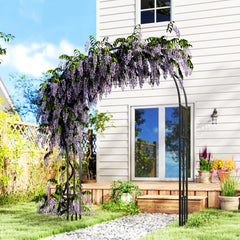 Outsunny 7.3ft Steel Garden Arch Trellis, Garden Arbor Trellis for Climbing Plants Roses Wisteria Vines, Flower Arch Wedding Arch Stand for Outdoor, Garden, Lawn, Backyard, Black
