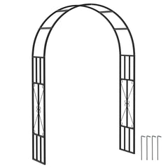 Outsunny 7.3ft Steel Garden Arch Trellis, Garden Arbor Trellis for Climbing Plants Roses Wisteria Vines, Flower Arch Wedding Arch Stand for Outdoor, Garden, Lawn, Backyard, Black
