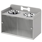PawHut Elevated Dog Bowls with Storage, Raised Dog Bowl Stand with 2 Stainless Steel Bowl for Large Dogs, Gray