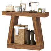HOMCOM 42" Farmhouse Console Table, 2-Tier Entryway Table with Storage for Hallway, Living Room, Behind Couch, Rustic Brown