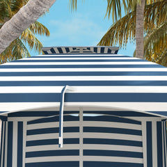 Outsunny 5.8' x 5.8' Cabana Umbrella for Travel, Walls, Vents, Ruffles, Carry Bag, Beach Umbrella, Blue & White Stripe