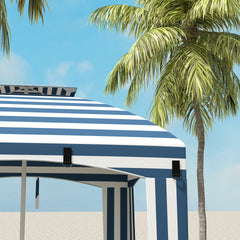 Outsunny 5.8' x 5.8' Cabana Umbrella for Travel, Walls, Vents, Ruffles, Carry Bag, Beach Umbrella, Blue & White Stripe
