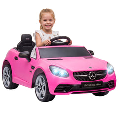 Aosom Mercedes SLC 300 Licensed Kids Electric Car with Remote Control, 12V Battery Powered Kids Ride on Car with Music, Lights, Suspension for 3-6 Years Old, Pink