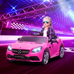Aosom Mercedes SLC 300 Licensed Kids Electric Car with Remote Control, 12V Battery Powered Kids Ride on Car with Music, Lights, Suspension for 3-6 Years Old, Pink