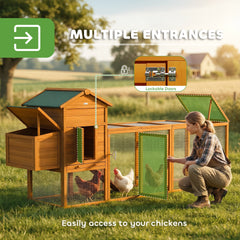 PawHut Extra Large Run Included Chicken Coop with Removable Tray Orange