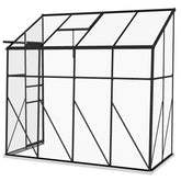 Outsunny 8' x 4' Walk-in Polycarbonate Greenhouse, Lean-to Aluminum Green House with Rain Gutter and Foundation, Black