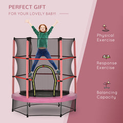 Outsunny Φ5FT Kids Trampoline with Enclosure Net for Age 3 to 6 Years Pink