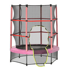 Outsunny Φ5FT Kids Trampoline with Enclosure Net for Age 3 to 6 Years Pink