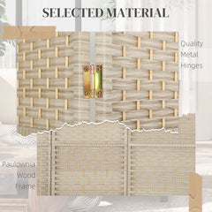 HOMCOM Folding Room Divider Screen 4 Panel 6' Tall Privacy Screen Freestanding Wood Partition for Home Office, Washed Oak