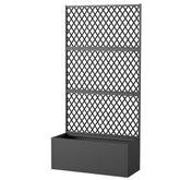 Outsunny Metal Planter Box with Trellis, Raised Garden Bed with Trellis, Diamond Lattice Privacy Planter for Climbing Plants
