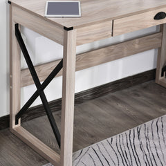 HOMCOM 44 inch Home Office Computer Desk, Rustic Writing Desk, Farmhouse Workstation with Storage Drawer, X-Frame