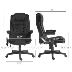 HOMCOM 6 Point Executive Office Chair with Heat, Velvet High Back Vibrating Massage Office Chair, Black
