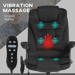 HOMCOM 6 Point Executive Office Chair with Heat, Velvet High Back Vibrating Massage Office Chair, Black