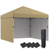 Outsunny 10' x 10' Pop Up Canopy with Sidewalls, Weight Bags and Carry Bag, Height Adjustable Tent for Parties, Beige