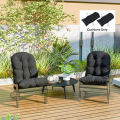 Outsunny Outdoor Adirondack Chair Cushions Set of 2, Tufted High Back Patio Chair Cushions, Black
