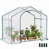 Outsunny 6' x 3' x 5' Portable Walk-in Greenhouse, Plastic Cover, Steel Frame Garden Hot House, Zipper Door, Top Vent for Flowers, Vegetables, Saplings, Tropical Plants, Clear
