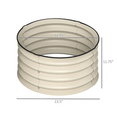 Outsunny Set of 2 Raised Garden Bed, Metal Planter Box with Safety Edging, Easy-to-assemble Stock Tank, Cream