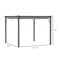 Outsunny 10' x 10' Outdoor Retractable Pergola Canopy, Aluminum Patio Pergola, Backyard Shade Shelter for Garden & Parties, Gray