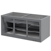 PawHut Extra Large Wooden Hamster Cage with Opening Roof, Hut, Ramps, Gray