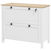 HOMCOM Lateral File Cabinet, 2 Drawer Filing Cabinet with Adjustable Hanging Bar for Letter, A4 and Legal Size, White