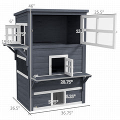 PawHut Cat House, Outdoor 3-Tier Kitty Shelter, Weather Resistant, w/ Escape Door