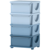 Qaba 30" 4 Tier Kids Storage Unit Dresser Tower w/ 4 Drawers, Blue