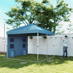 Outsunny 10' x 10' Pop Up Canopy Tent w/ Sidewall, UPF50+ Height Adjustable Instant Sun Shelter w/ Storage Pockets, Sea Blue