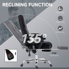 Vinsetto Massage Office Chair, Heated Reclining Computer Chair with Adjustable Height and Footrest, Black