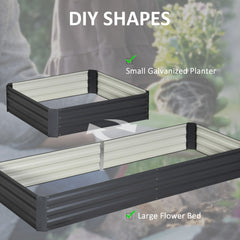 Outsunny 95" x 36" x 12" Galvanized Raised Garden Bed, Easy DIY and Cleaning for Growing Flowers, Herbs, Succulents, Gray