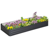 Outsunny 95" x 36" x 12" Galvanized Raised Garden Bed, Easy DIY and Cleaning for Growing Flowers, Herbs, Succulents, Gray