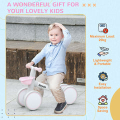 Qaba Balance Bike for Toddlers 1-3 Years with Adjustable Seat, Silent Wheels, No Pedal Bike, Pink