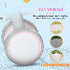 Qaba Balance Bike for Toddlers 1-3 Years with Adjustable Seat, Silent Wheels, No Pedal Bike, Pink
