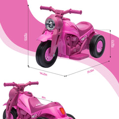 Qaba Ride On Motorcycle, 6V Ride on Bubble Car, 3 Wheeled Electric Motorcycle for Kids w/ LED Headlight, Music, Pink
