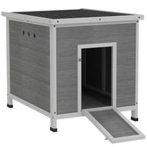 PawHut Wooden Duck Coop with Openable Roof, Removable Floor, Double Doors, Ramp, for 2-4 Ducks, Chickens, 25" x 32" x 30"