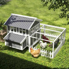 PawHut Wooden Chicken Coop with Run for 1-2 Chickens, 68" x 59" x 42"