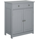Kleankin Freestanding Bathroom Floor Cabinet, Wooden Bathroom Cabinet with 2 Doors, 2 Drawers and Adjustable Shelf, Gray