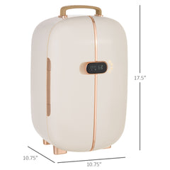 HOMCOM Portable Skincare Fridge with LED Display, 12L Mini Fridge for Beauty, Makeup and Cosmetics, Small Refrigerator Cooler for Bedroom, Home Office, Desktop, White