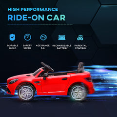 Aosom Mercedes SLC 300 Licensed Kids Electric Car with Remote Control, 12V Battery Powered Kids Ride on Car with Music, Lights, Suspension for 3-6 Years Old, Red