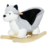 Qaba Toddler Rocking Chair Husky-Themed Rocking Animal with Wooden Base, Seat Belt for Kids 18-36 Months