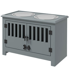 PawHut Dog Food Storage Cabinet with Bowls & Dog Feeding Station, Gray