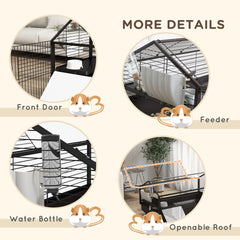 PawHut Small Animal Playpen Cage with Rolling Caster, Water Bottle 46.5"