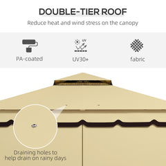 Outsunny 10' x 12' Double Roof Patio Gazebo Canopy, Outdoor Gazebo Shelter with Netting & Curtains, for Garden, Lawn and Deck