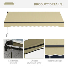 Outsunny 10' x 8' Retractable Awning, 280gsm UV Resistant Sunshade Shelter for Deck, Balcony, Yard, Beige