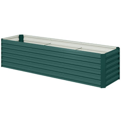 Outsunny 8x2x2ft Galvanized Raised Garden Bed Kit with Safety Edging for Flowers, Herbs and Vegetables, Green