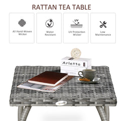 Outsunny Outdoor PE Wicker Side Table, Small Square Rattan End Table, All-Weather Material Coffee Table for Garden, Balcony, Backyard, Grey