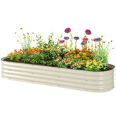 Outsunny 6.4' x 2' x 1' Galvanized Raised Garden Bed Kit, Metal Planter Box with Safety Edging, Cream