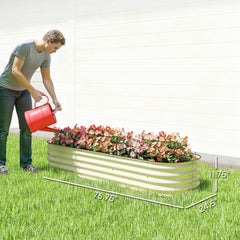 Outsunny 6.4' x 2' x 1' Galvanized Raised Garden Bed Kit, Metal Planter Box with Safety Edging, Cream